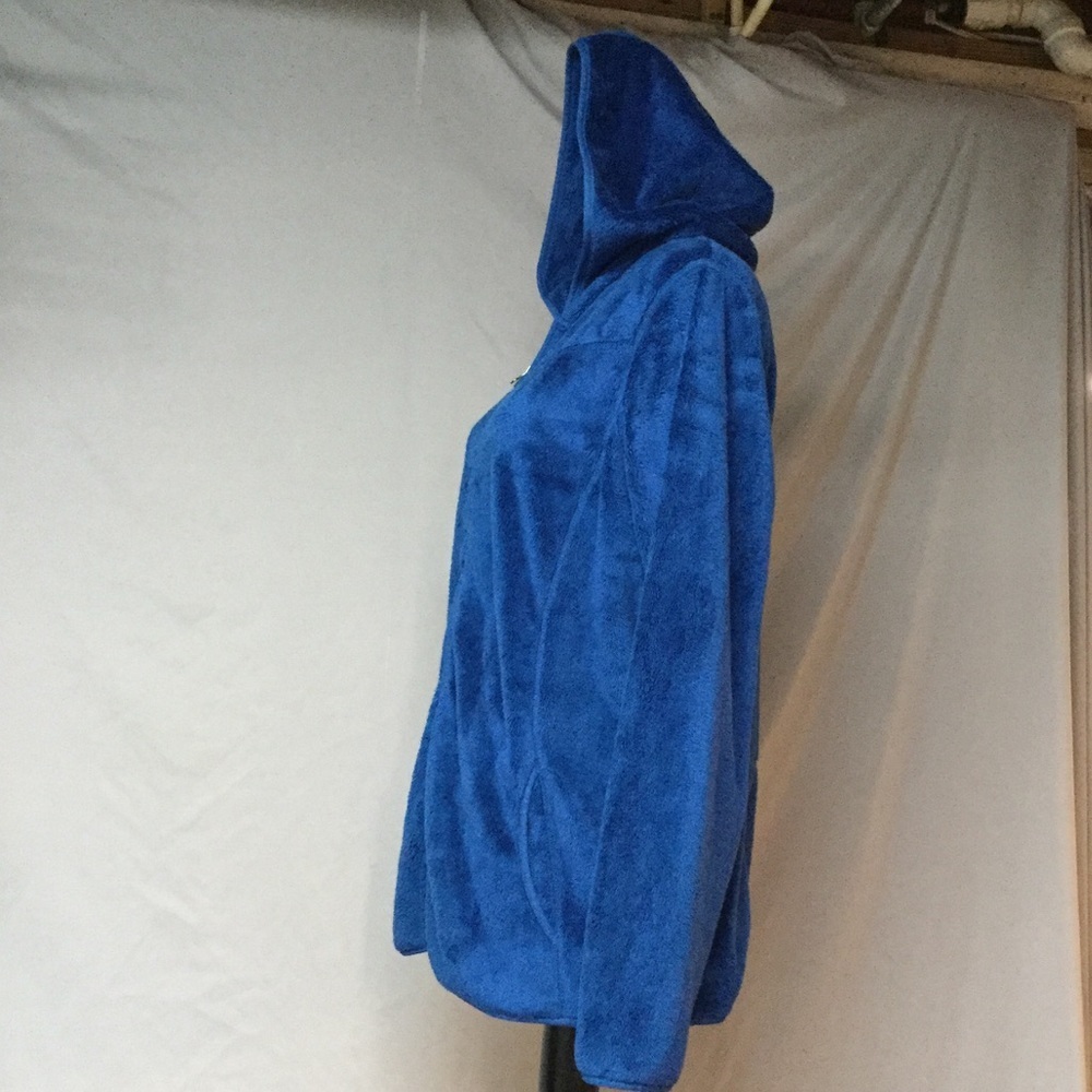 Eddie Bauer Blue Hooded Fuzzy Fleece Jacket - Picture 2 of 4